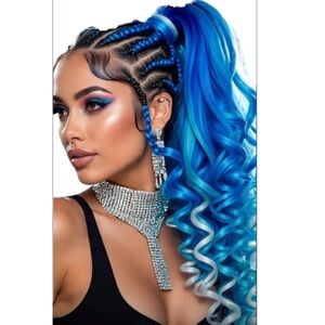 Blue Springy Afro Twist Hair 12 Inch Marley Twist Braiding Hair Cuban Twist